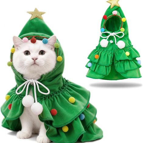 Capes de Noël automne/hiver, costumes pour chiens, vêtements pour chiens en gros, accessoires pour chats, vêtements pour chats, capes vertes de Noël pour animaux de compagnie (commerce d'exportation),