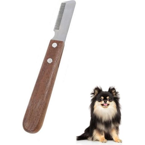 Couteau à Trimmer pour Main Droitier Couteau à dénuder pour Chien -Dog Hair Removal Products pour Toilettage du Chien et Teckel avec Manche Ergonomique en Bois (1/5)