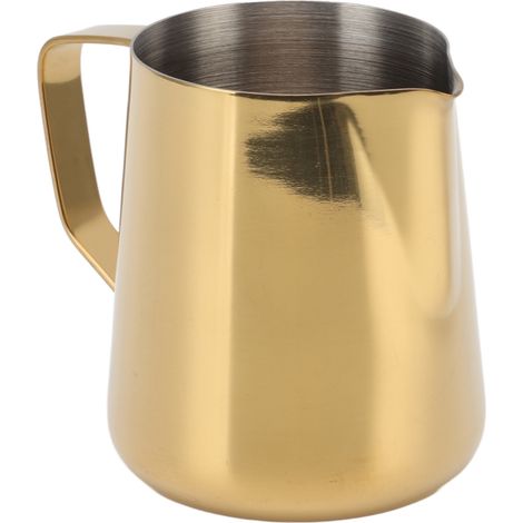 Pichet à lait en acier inoxydable 900 ml, doré, idéal pour les salons de thé et les cafés. (1/5)