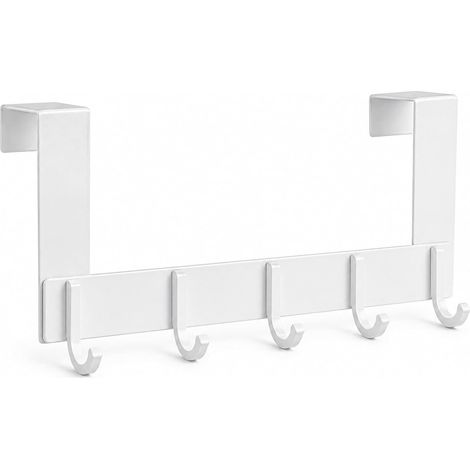 Ganchos metálicos resistentes para colgar sobre la puerta, no requieren perforación, 5 ganchos, organizador multifuncional para colgar sobre la puerta para ropa, sombreros, bolsos, toallas, dormitorio (1/5)