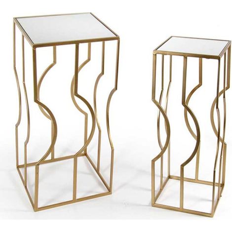 Set aus 2 eleganten Metalltischen in Gold 33 x 70 und 25 x 65 (1/5)