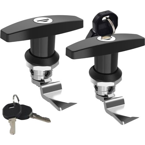 2 pièces Serrure à poignée en T, Caravane avec clé Porte de garage arrière Montage à loquet pivotant pour porte de garage de bateau avec auvent (1/5)