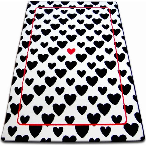 Tappeto SKETCH - F755 crema/nero - Cuori white 180x270 cm