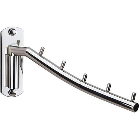 1 porte-vêtements mural pliable avec bras pivotant, en acier inoxydable, robuste, pour salle de bain, chambre et buanderie, argenté (1/5)