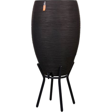 Capi Europe Regentonne Rib BE Schwarz mit Gestell & Auslaufhahn 130 Liter Inhalt - Kunststoff (1/2)
