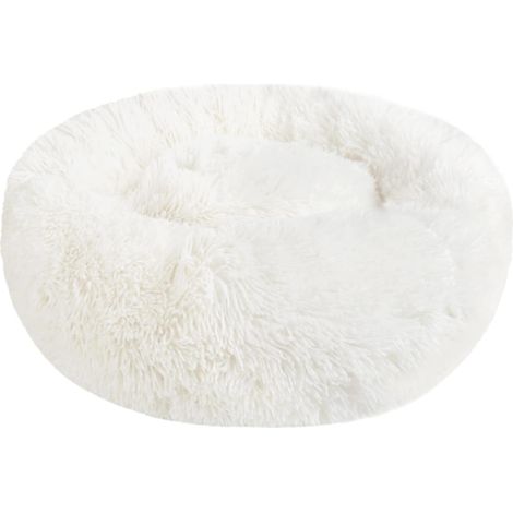 Nepfaivy Panier Chat et Chien Moelleux Rond - Coussin Chat et Chien Anti Stress Apaisant en Peluche, Donut Lit Confortable Lavable pour Chat Chien Petit Moyen Taille (S, Blanc) (1/5)