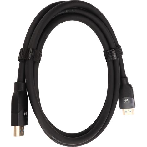 Câble d'affichage noir HD Multimedia Interface 2.1, cordon en PVC haute vitesse, compatible 4K, 2160p et 8K, câble vidéo HD durable pour moniteur, TV, console de jeux, PC et ordinateur portable, 2 m / (1/5)