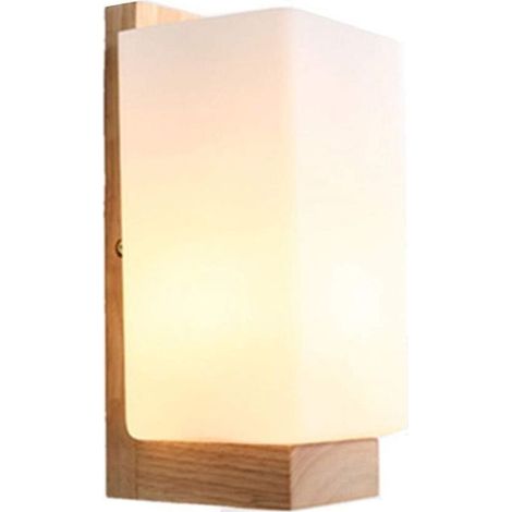 Applique murale en verre et chêne blanc – Culot E27 – Dimensions 110x150x250mm – Éclairage 5-10 m² pour chambre et couloir (1/5)