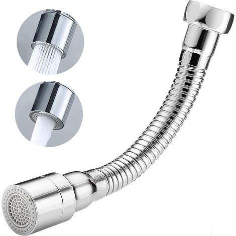 Rallonge de robinet 14cm avec 2 fonctions, prolongateur flexible pour évier cuisine, bec orientable 360° avec brise-jet, adaptateur de robinet à visser, aérateur double mode pour mitigeur (1/5)