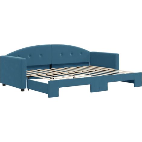 Divano Letto con Letto Estraibile Blu 80x200 cm in Velluto (1/5)