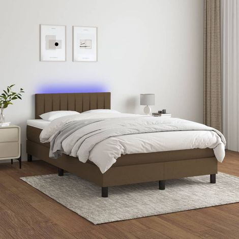 Boxspringbett mit Matratze & LED Dunkelbraun 120x200 cm Stoff (1/5)