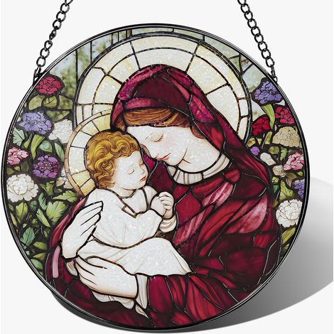 Attrape-lumière vitrail religieux – Ornement 15 cm