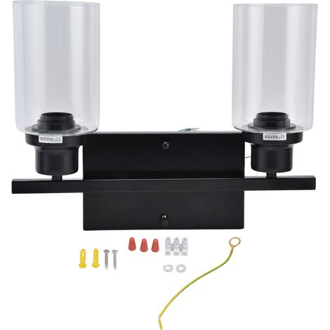 Applique murale double tête industrielle vintage, lampe de chevet pour couloir table de maquillage, noir, 85‑250V US E26 (1/5)