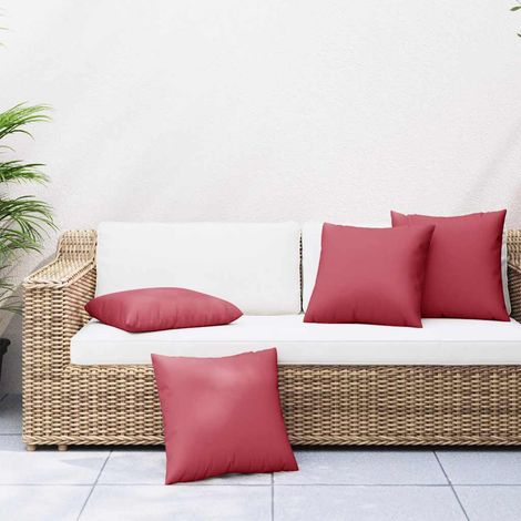 vidaXL Coussins de canapé 4 pcs rouge vin 60x60 cm tissu
