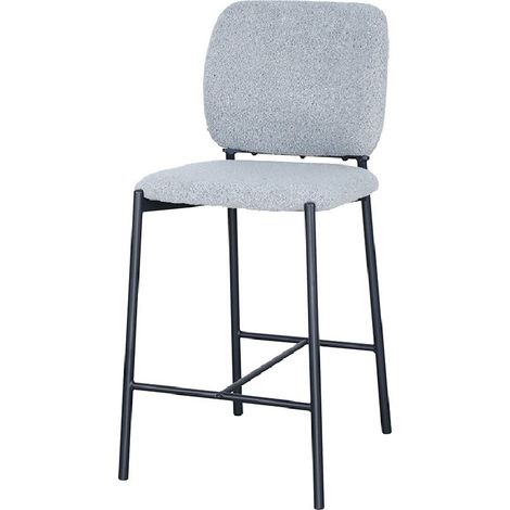 Barstuhl RITA – Stoff in Hellgrau – Schwarze Metallbeine – Höhe 99 cm – Design-/Industriestil (1/5)