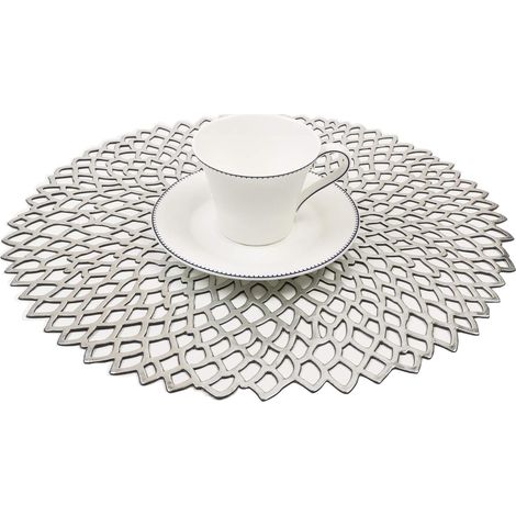 Sets de table Famibay argentés, lot de 6, sets de table ronds lavables, sets de table en PVC (gris argenté) (1/5)