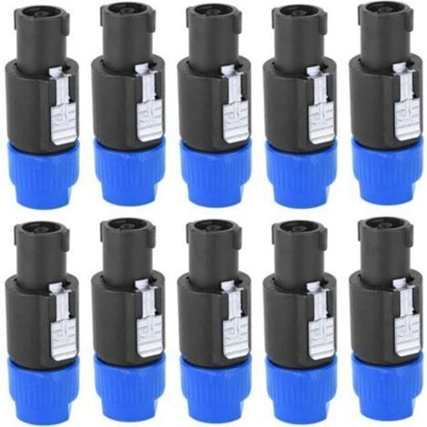 10 Pièces Speakon Connecteur d'Amplificateur de Câble4 Broches Prise de Haut-Parleur Audio Étanche C-NL4FC (Bleu) (1/5)