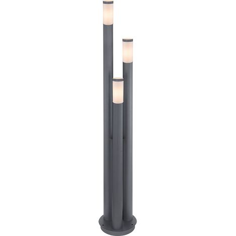 Globo – Lampadaire extérieur en acier inoxydable anthracite – 3 colonnes – IP44 – 3x E27 max 60W – Pour éclairage jardin – 31593A