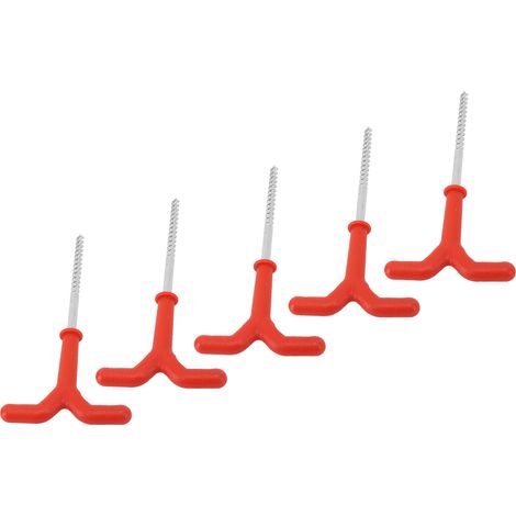 Lot de 5 piquets de tente de pêche sur glace rouges de 18,5 cm de long, en fer ABS, fixation rapide, à percer (1/5)