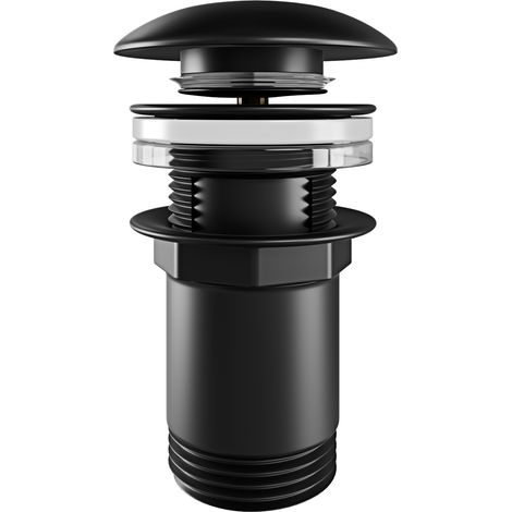 Piletta Click-Clack Universale In Ottone Compatibile Con Lavabo E Bidet Con O Senza Troppopieno Design Moderno E Apertura A Pressione 8.5 Cm Nero Opaco
