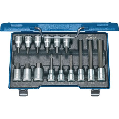 Jeu de clés à douille IN 19 LKM 15 pièces, 1/2 pouce, 5-17 mm, pour tournevis f.i6-KT.