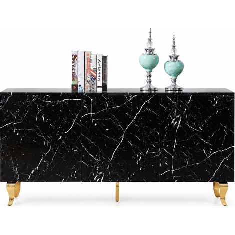 Buffet BAROQUE – Laqué effet Marbre – 3 Portes – 160x40x80 cm (1/4)