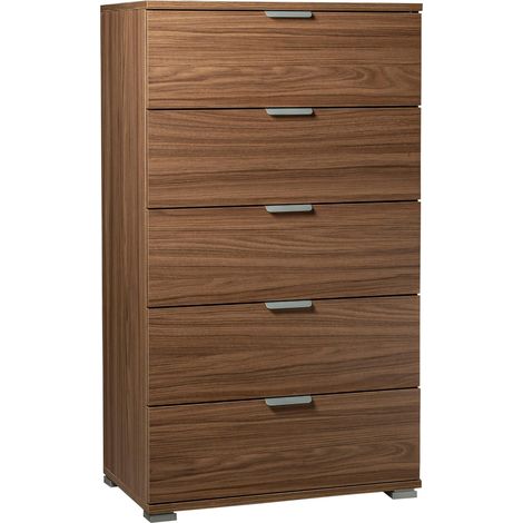 Cassettiera in legno nobilitato con 5 cassetti in varie tinte 60x38xH103 cm - Brown (1/4)
