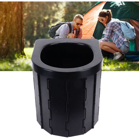 Tragbare Falt-Toilette für Camping, faltbare Autotoilette, Outdoor-Toilette, schwarze ovale Form. (1/5)