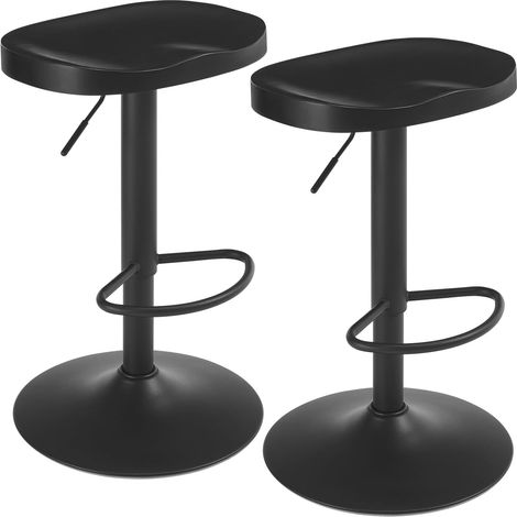 WOLTU 2x Bar Stools, Solid Wood Height Adjustable Breakfast Barstools with Swivel Gas Lift and Footrest, Black (1/5)
