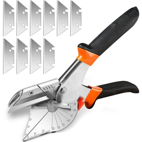 Cisaille à Onglets Multi-Angles Précise pour Couper le Bois Tendre, Ciseaux de Coupe Angulaires Réglables à 45 Degrés à 135 Degrés avec 10 Lames de Rechange (1/5)