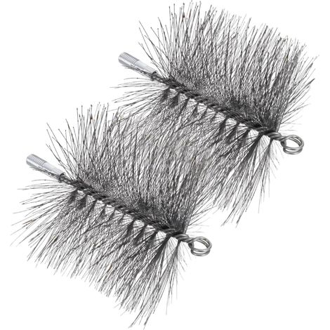 Brosse de nettoyage cheminée à poils en fil d'acier, 2 pièces, ronde (1/5)