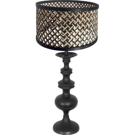 Anne Lighting - lampada da tavolo - Lyons - nero - bambù legno -
