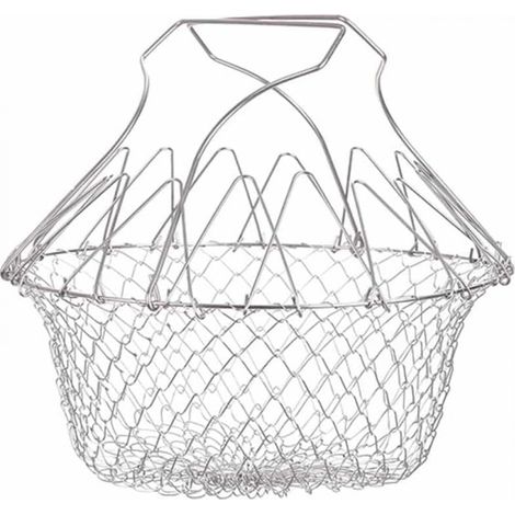 Cesta para patatas fritas, cesta para ensalada, colador de cocina de acero inoxidable, cesta extensible para patatas fritas (1/5)