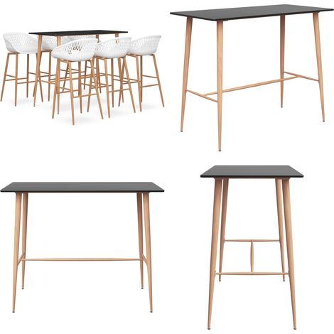 Ensemble de bar 7 pcs Noir et blanc - Ensemble De Bar - Mobilier De Salle À Manger - Table De Bar - Tabourets De Bar - Design Moderne - Home & Living (1/5)