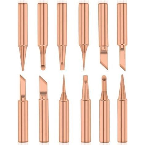 ALLIANDISPaquet de 12 pointes de soudure en cuivre pur pointes de soudure sans plomb Station de soudage 900M-T outils de soudage pour hangar Radio (1/4)