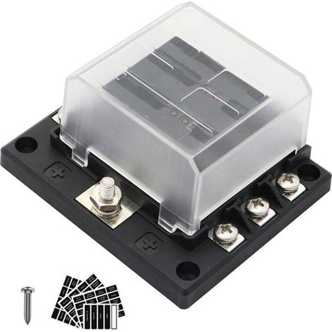 Porte-Fusible 6 Voies - Indicateur LED Rouge Par Fusible - Boîte À Fusibles Pour Voiture RV - Avec Trou De Rangement Et Autocollants - 1 Pièce