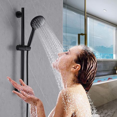 Asta Saliscendi da Bagno con Doccetta a 3 Funzioni Colore Nero con Tubo 150 cm
