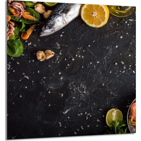 PANEL DE VIDRIO PARA COCINA 60x65 Pescado (1/5)