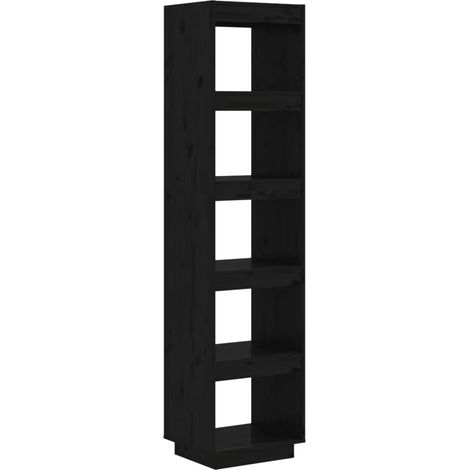 vidaXL Libreria/Divisorio Nero 40x35x167 cm in Legno Massello di Pino (1/5)