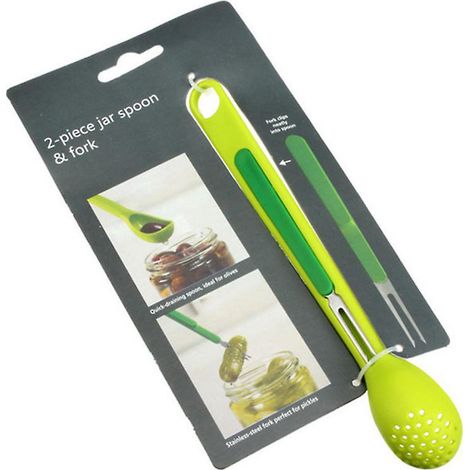 scoop&pick - Cuillre Et Fourchette Apritif 2 En 1 - Vert (1/5)