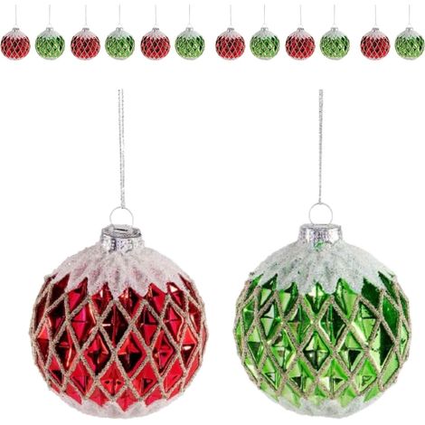 Palline per Albero di Natale Artigianali in Vetro Argento - 12 Pezzi (1/3)