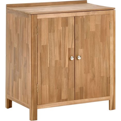Mobile da giardino in legno di acacia 2 ripiani 50 x 80 x 90 cm Piano in legno massiccio Marrone Venosa