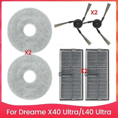 Accessoires pour aspirateur robot Dreame X40 Ultra/L40 Ultra : brosse latérale, filtre HEPA et chiffon de nettoyage (1/5)