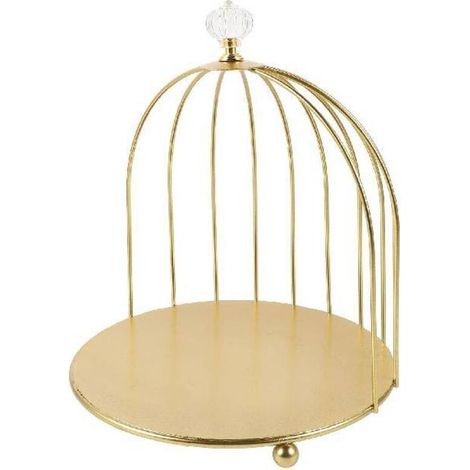 [JAMAIS UTILISÉ]Présentoir à gâteaux vintage en fer forgé en forme de cage à oiseaux – Coupe dorée pour cupcakes et desserts – Présentoir à gâteaux de table doré – Coupe à fruits décorative – Cage à o (1/4)
