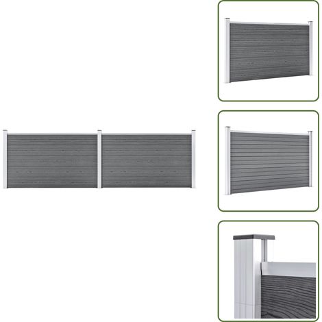 The Living Store Recinzione da Giardino in WPC 353x106 cm Grigia - Pannello in WPC