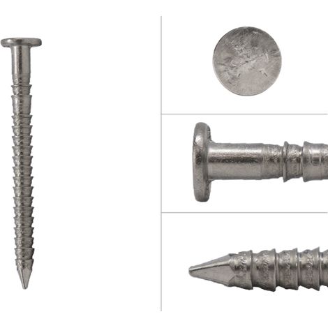 Clous annulaires à tête plate pour bardage en acier inoxydable A4 (1/2)