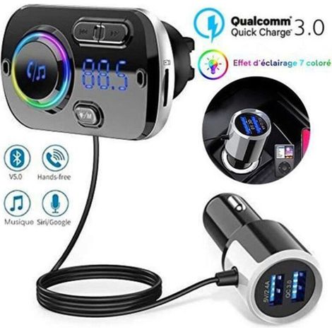 Bluetooth pour voiture LCC® Chargement rapide QC3.0 Deux ports USB Large gamme de compatibilité