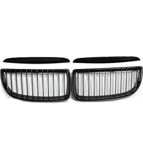 Grille de calandre avant noir brillant compatible avec BMW E90 E91 320i 323i 325i 330i 320d 335i 2005-2008 (1/4)