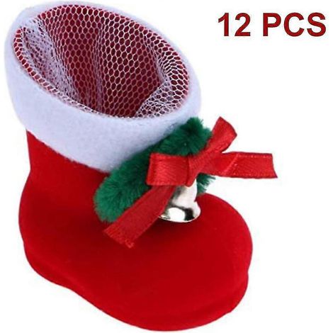 Lot de 12 mini chaussettes de Noël floquées, bottes et sachets à bonbons (1/5)