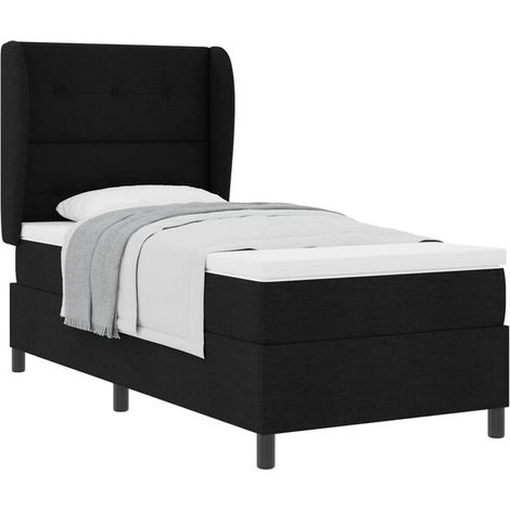 Matelas à ressorts avec sommier noir, dimensions 80 x 200 cm, revêtement en tissu. (1/5)